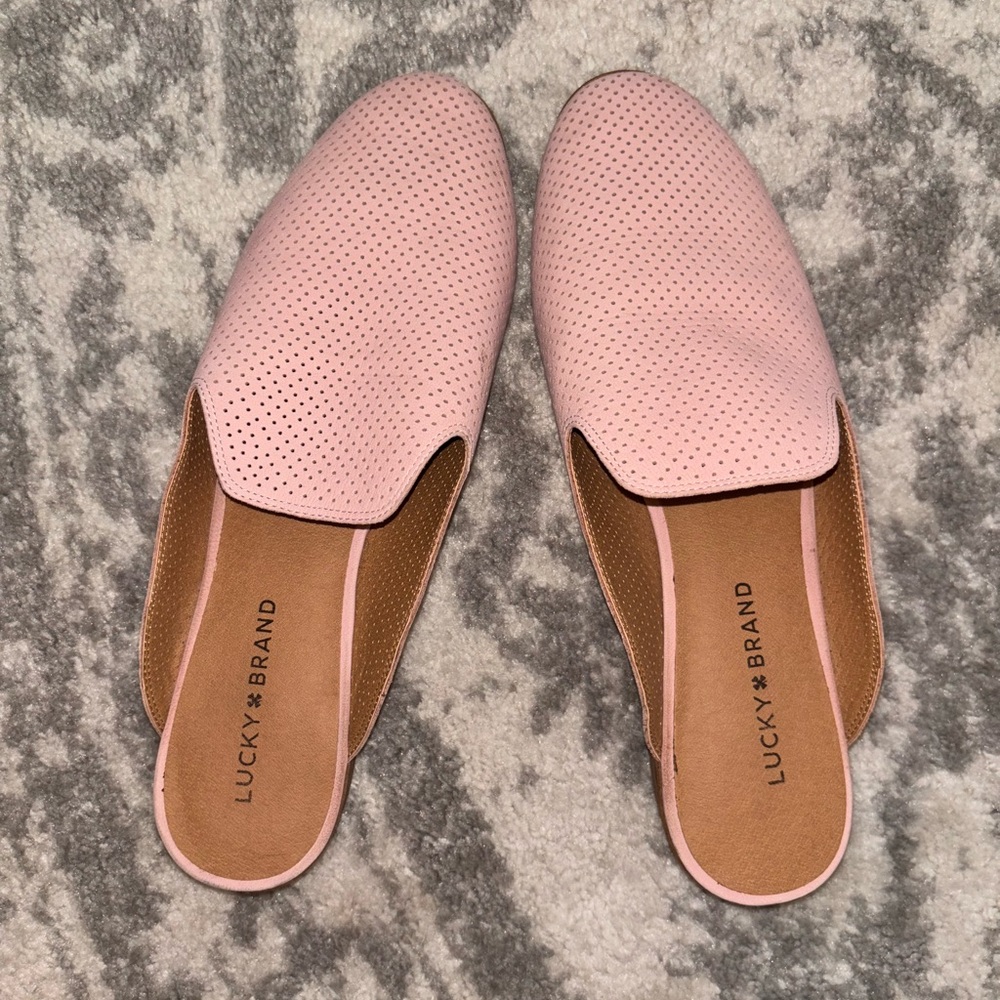 Lucky Brand Pink Perforated Mules